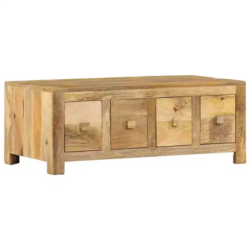 Coffee Table with 4 Drawers 89.9 × 50.0 × 35.1 cm Solid Mango Wood