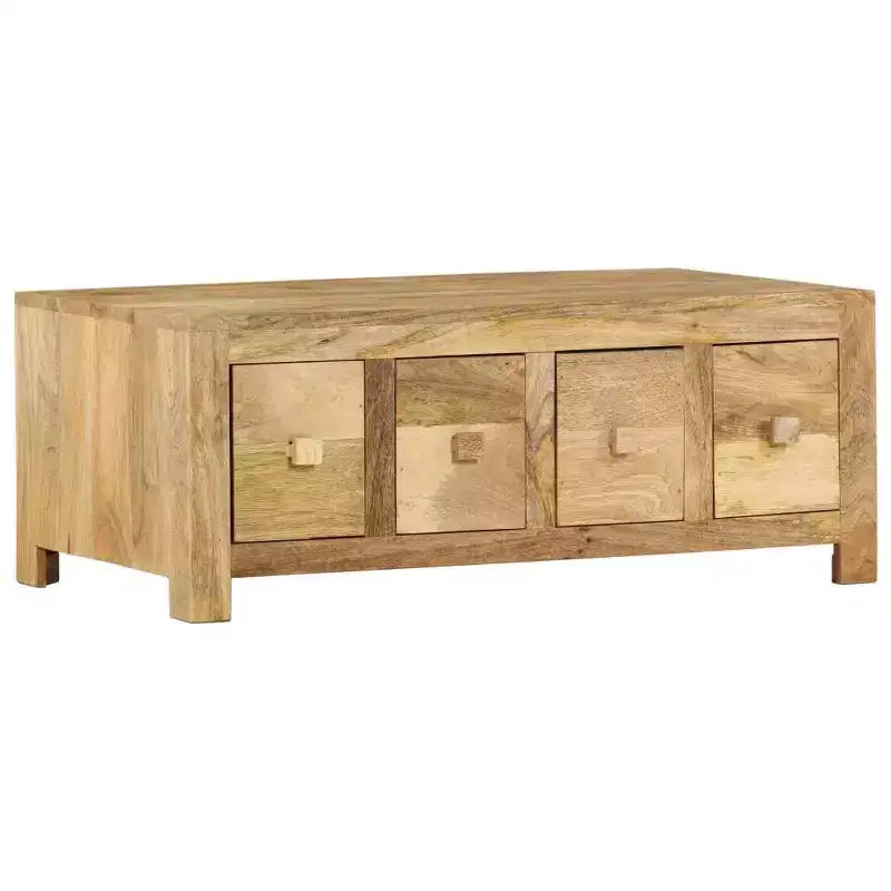 Coffee Table with 4 Drawers 89.9 × 50.0 × 35.1 cm Solid Mango Wood