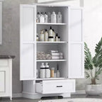 175.3 cm Tall Freestanding Bathroom Storage Cabinet with Adjustable Shelves for Kitchen, Living Room or Utility Room