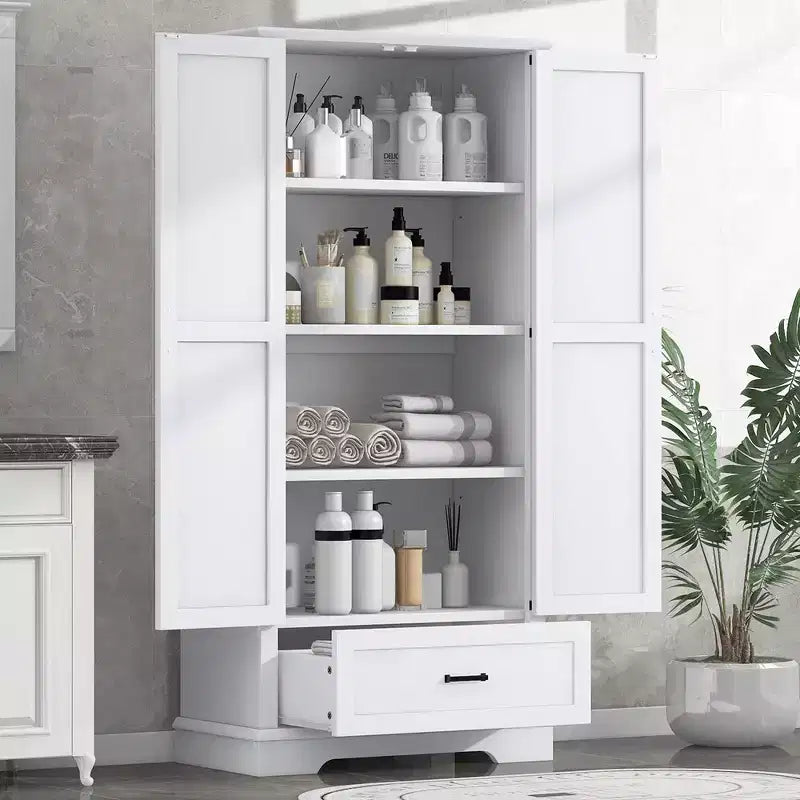 175.3 cm Tall Freestanding Bathroom Storage Cabinet with Adjustable Shelves for Kitchen, Living Room or Utility Room