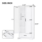 175.3 cm Tall Freestanding Bathroom Storage Cabinet with Adjustable Shelves for Kitchen, Living Room or Utility Room