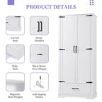 175.3 cm Tall Freestanding Bathroom Storage Cabinet with Adjustable Shelves for Kitchen, Living Room or Utility Room