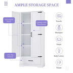 175.3 cm Tall Freestanding Bathroom Storage Cabinet with Adjustable Shelves for Kitchen, Living Room or Utility Room