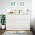 JVNOXK6 Drawer White Dresser, Modern Dresser for Bedroom with Spacious Countertop, Wood Storage Cabinet with Concealed Handles
