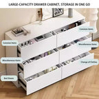 6-Drawer White Dresser, Modern Dresser for Bedroom with Spacious Countertop, Wood Storage Cabinet with Concealed Handles