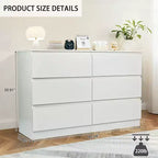 6-Drawer White Dresser, Modern Dresser for Bedroom with Spacious Countertop, Wood Storage Cabinet with Concealed Handles