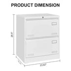 2 Drawer File Cabinet with Lock, Metal Vertical Filing Storage Cabinet, Under Desk Legal/ Letter Size Files Storage Cabinet For Office Home