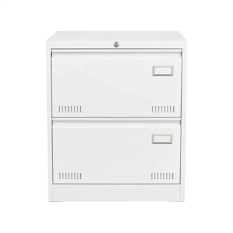 2 Drawer File Cabinet with Lock, Metal Vertical Filing Storage Cabinet, Under Desk Legal/ Letter Size Files Storage Cabinet For Office Home
