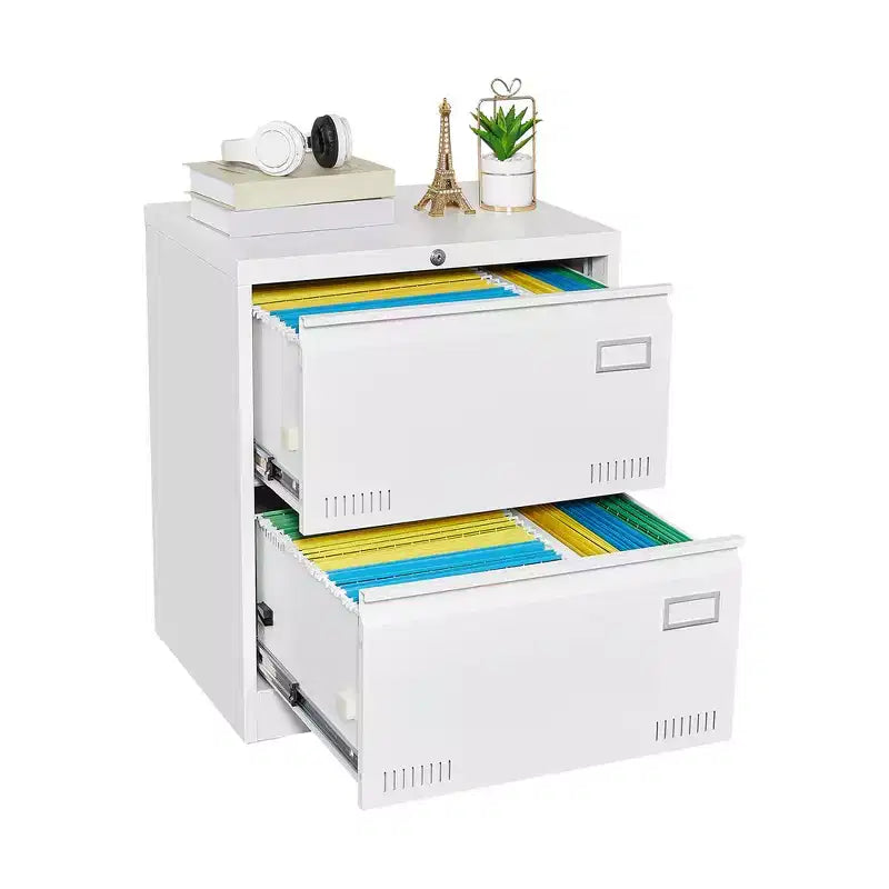 2 Drawer File Cabinet with Lock, Metal Vertical Filing Storage Cabinet, Under Desk Legal/ Letter Size Files Storage Cabinet For Office Home