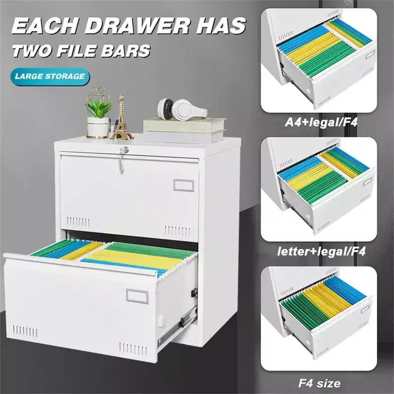2 Drawer File Cabinet with Lock, Metal Vertical Filing Storage Cabinet, Under Desk Legal/ Letter Size Files Storage Cabinet For Office Home