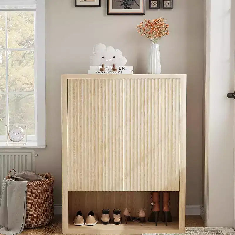 113.0 cm Tall 5-Tier Farmhouse Shoe Storage Cabinet with Adjustable Shelves