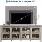 165.1 cm TV Stand Entertainment Center with 4 Glass Doors and Storage Cabinet