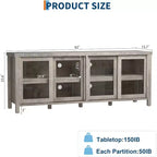 165.1 cm TV Stand Entertainment Center with 4 Glass Doors and Storage Cabinet