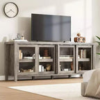 165.1 cm TV Stand Entertainment Center with 4 Glass Doors and Storage Cabinet