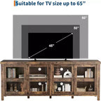 165.1 cm TV Stand Entertainment Center with 4 Glass Doors and Storage Cabinet
