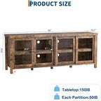 165.1 cm TV Stand Entertainment Center with 4 Glass Doors and Storage Cabinet
