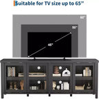 165.1 cm TV Stand Entertainment Center with 4 Glass Doors and Storage Cabinet