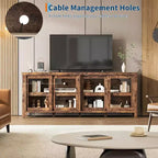 165.1 cm TV Stand Entertainment Center with 4 Glass Doors and Storage Cabinet