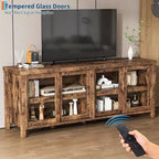 165.1 cm TV Stand Entertainment Center with 4 Glass Doors and Storage Cabinet