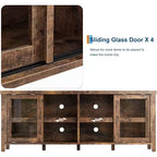165.1 cm TV Stand Entertainment Center with 4 Glass Doors and Storage Cabinet