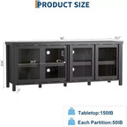 165.1 cm TV Stand Entertainment Center with 4 Glass Doors and Storage Cabinet