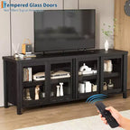 165.1 cm TV Stand Entertainment Center with 4 Glass Doors and Storage Cabinet