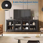 165.1 cm TV Stand Entertainment Center with 4 Glass Doors and Storage Cabinet