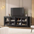 165.1 cm TV Stand, Entertainment Center with 4 Glass Doors, Storage Cabinet for Living Room