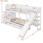 Castle Bunk Bed for Approx. 97 × 191 cm Mattress with 2 Drawers, 3 Shelves & Slide – Kids Loft Bed