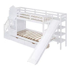 Castle Bunk Bed for Approx. 97 × 191 cm Mattress with 2 Drawers, 3 Shelves & Slide – Kids Loft Bed