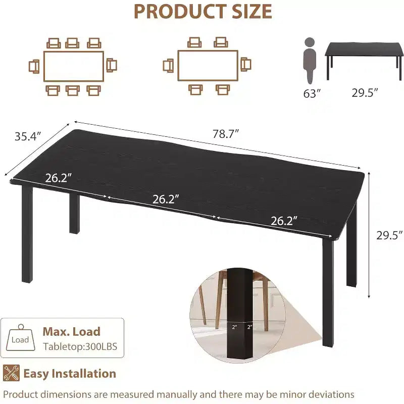 200.0 cm Modern Rustic Wave-Edge Dining Table for 6–8 People
