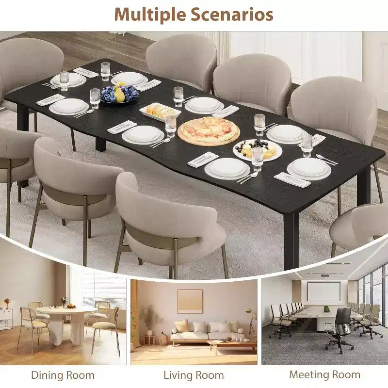 200.0 cm Modern Rustic Wave-Edge Dining Table for 6–8 People