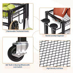 Sports Equipment Organizer,Large Capacity Garage Sports Toy Organizer with Hooks and Baskets,Rolling Ball Cart with Wheels for Toy and Gear Organizer