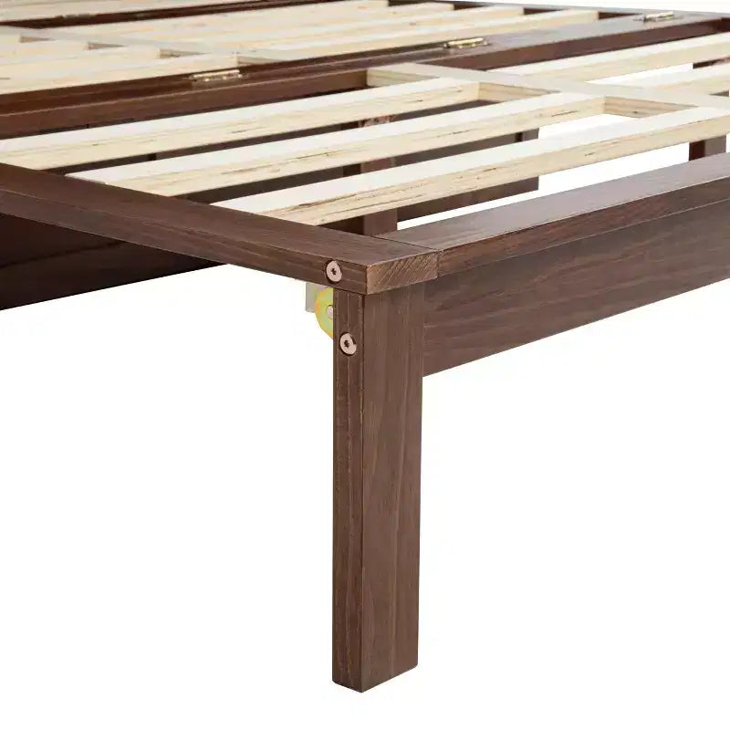 Murphy Bed Frame for Approx. 152 × 203 cm Mattress with USB Port and Storage Drawer for Bedroom Guest Room, Rattan Decoration Pine Wood Bed