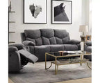 Divano Kalen in ciniglia grigia da 82" - Acme Furniture: Recliner imbottito, include 2 cuscini decorativi