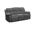 Divano Kalen in ciniglia grigia da 82" - Acme Furniture: Recliner imbottito, include 2 cuscini decorativi