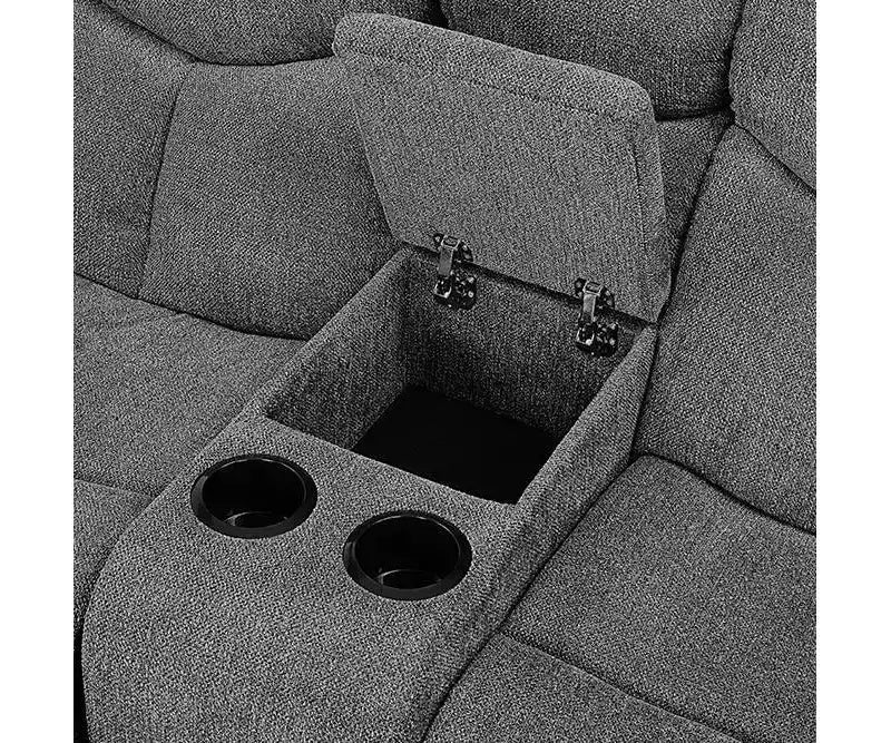 Divano Kalen in ciniglia grigia da 82" - Acme Furniture: Recliner imbottito, include 2 cuscini decorativi
