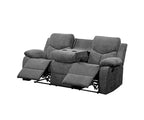 Divano Kalen in ciniglia grigia da 82" - Acme Furniture: Recliner imbottito, include 2 cuscini decorativi