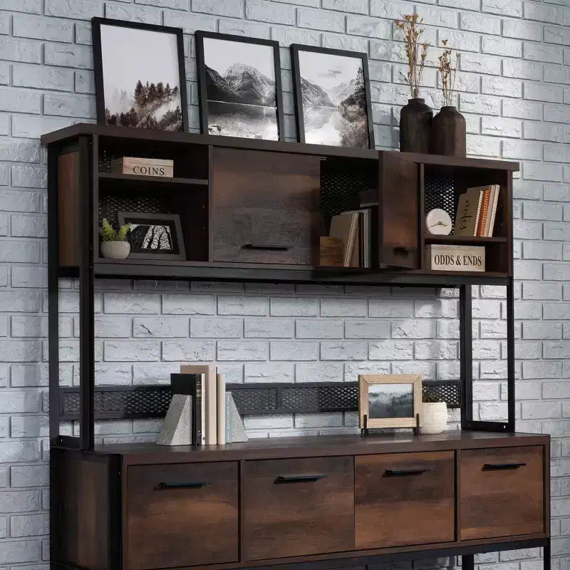 Libreria Grande con Ripiani Regolabili, Stile Industriale Bistrot, Finitura Rovere Barrique