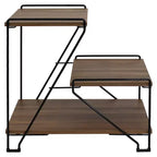 Sunnydaze Tavolino d'Appoggio per Interni a 3 Ripiani in Filo d'Acciaio con Ripiani Effetto Venature del Legno - Altezza 53 cm - Marrone