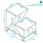 Sunnydaze Tavolino d'Appoggio per Interni a 3 Ripiani in Filo d'Acciaio con Ripiani Effetto Venature del Legno - Altezza 53 cm - Marrone