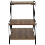 Sunnydaze Tavolino d'Appoggio per Interni a 3 Ripiani in Filo d'Acciaio con Ripiani Effetto Venature del Legno - Altezza 53 cm - Marrone