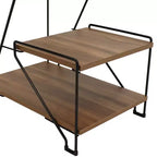 Sunnydaze Tavolino d'Appoggio per Interni a 3 Ripiani in Filo d'Acciaio con Ripiani Effetto Venature del Legno - Altezza 53 cm - Marrone