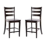 Merrick Lane Set of Two Classic Wooden Ladderback Counter Height Barstools with Solid Wood Seats