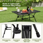 Tavolo da Campeggio Robusto in Alluminio Costway, Tavolo da Picnic Pieghevole per Esterni con Borsa per il Trasporto