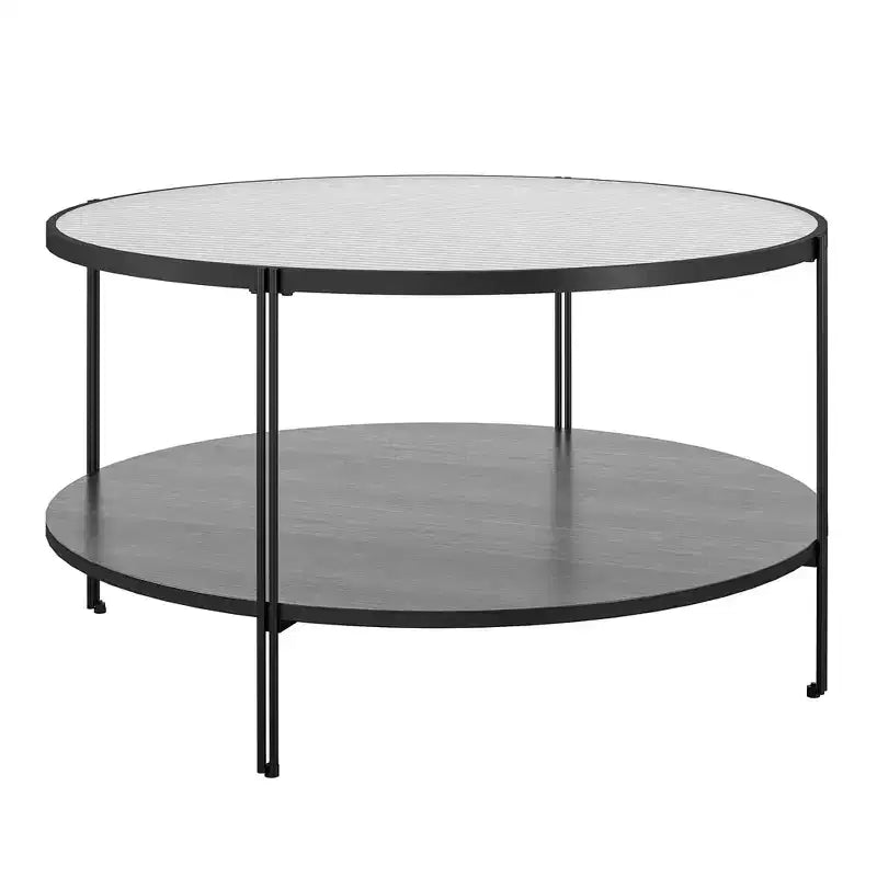 Vance Round Coffee Table, Black Oak