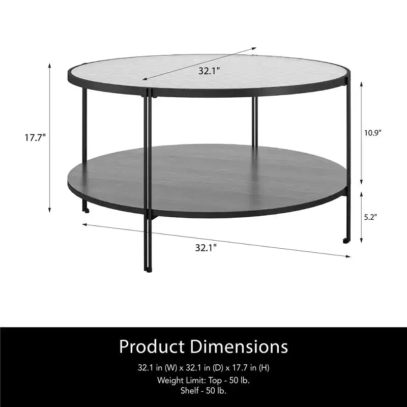 Round Coffee Table – Black Oak