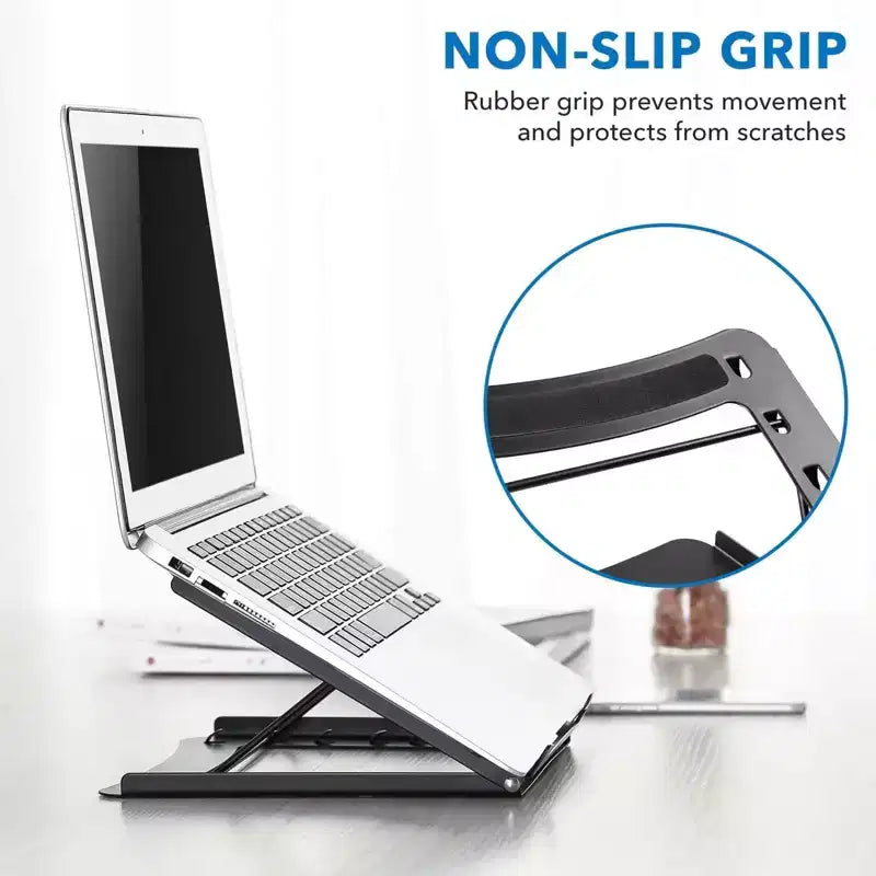 Adjustable Height Laptop Stand for Desk – Solid Steel Riser with 5 Height Settings