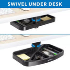 Under-Desk Swivel Storage Tray – Ergonomic Undermount Shelf for Office Supplies