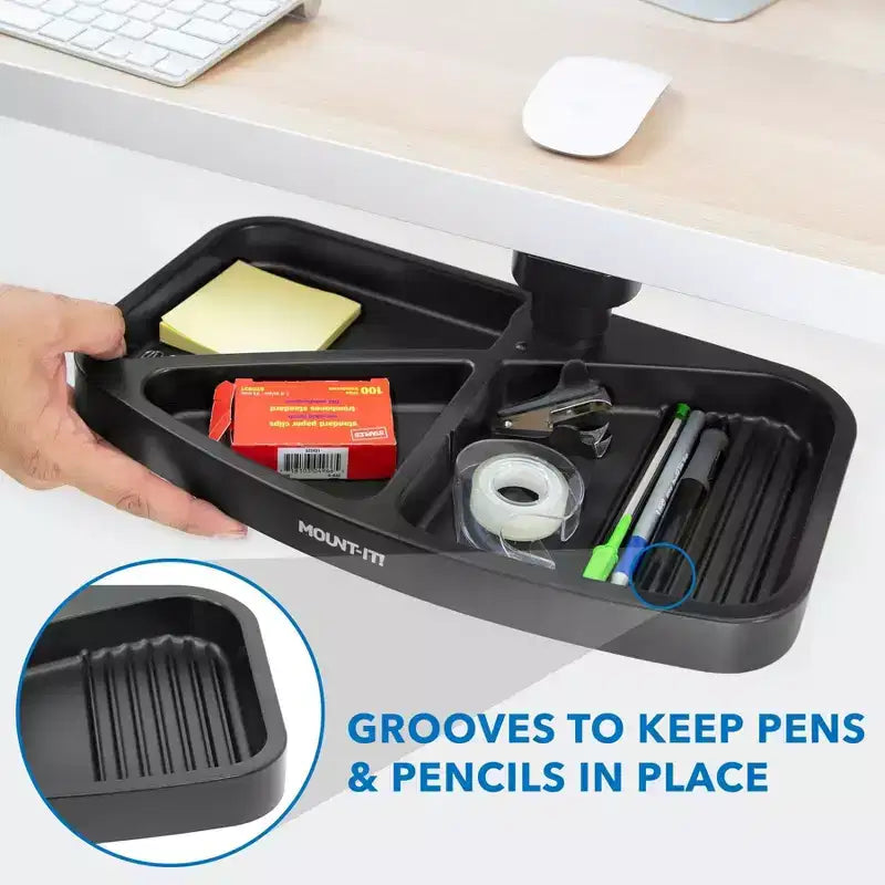 Under-Desk Swivel Storage Tray – Ergonomic Undermount Shelf for Office Supplies